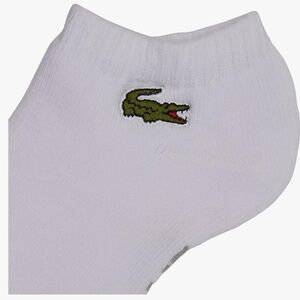 LACOSTE SPORT. Unisex, White, Low Cut Sports Socks with Logo.Fits Shoe Sizes 6-9